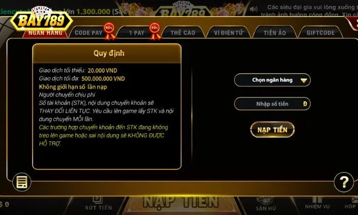 Khuyến mãi nạp, rút tiền định kỳ dành cho người chơi