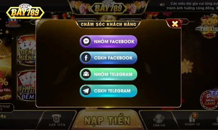 Liên hệ Bay789 với đa dạng các phương thức khác nhau