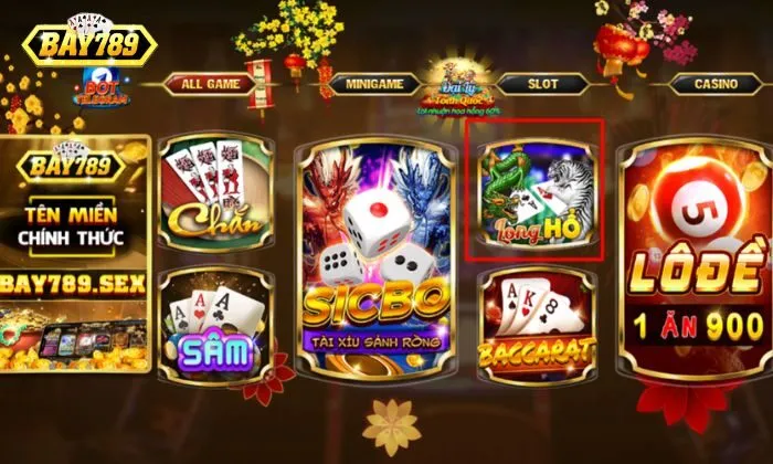 Người chơi nhấn chọn Long hổ ngay tại giao diện cổng game Bay789