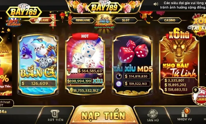 Bay789 sở hữu kho game đa dạng